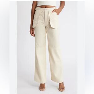 Mistress Rocks Faux Leather and Twill Paneled Pants Cream Size Extra Small